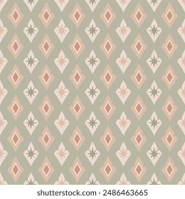 Vintage seamless pattern featuring intricate floral motifs and ornamental swirls, in classic style.