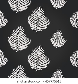 Vintage seamless pattern with fern branch. Background for eco forest wedding or autumn celebrations. Floral rustic symbols and elements in chalkboard hand drawing style.