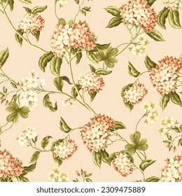 Vintage seamless pattern with floral branches. Vector