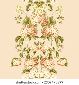 Vintage seamless pattern with floral branches. Vector