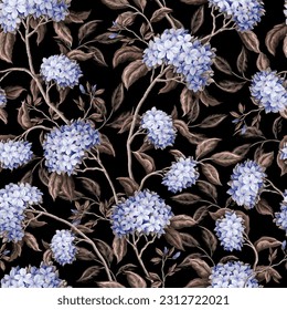 Vintage seamless pattern with floral branches. Vector