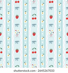 Vintage padrão sem emenda com design floral, fundo elegante de verão, papel de parede delicado encantador com frutas e flores
