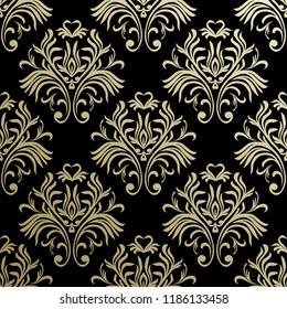 Vintage seamless pattern. Floral ornate wallpaper. Dark vector damask background with decorative ornaments and flowers in Baroque style. Luxury endless texture.interior, wallpaper, pattern, seamless, 