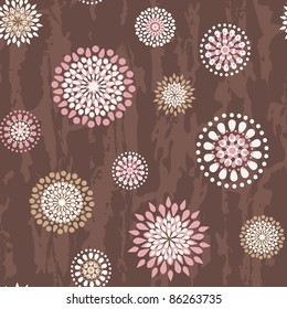 Vintage seamless pattern with floral ornate on the brown background.