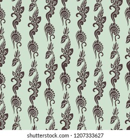 Vintage seamless pattern with floral shape on green and brown color for wallpaper, fabric, textile, texture