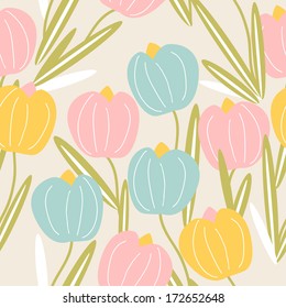 Vintage seamless pattern with flowers