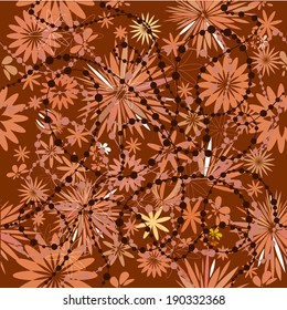 Vintage seamless pattern with flowers and beads. Vector 