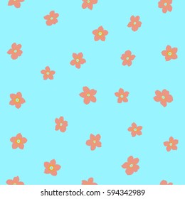 Vintage seamless pattern a lot of flowers in blue, yellow and neutral colors. Imitation embroidery. Hand drawn, separated editable elements. Vector illustration.