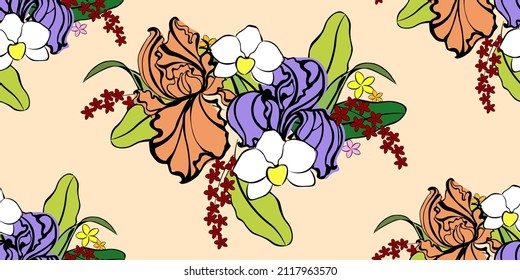 Patrón vintage sin costuras con flores. Diseño floral clásico. Ornamentos decorativos. 