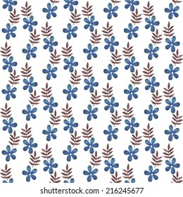 Vintage seamless pattern with flowers and leaves. Watercolor paint. Nature theme.