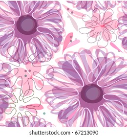 Vintage seamless pattern with flowers and leaves