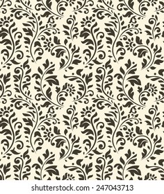 Vintage seamless pattern with flowers and other flourish elements