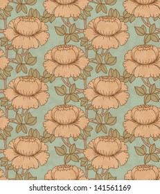 Vintage seamless pattern with flowers, vector illustration