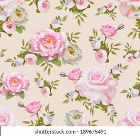 Vintage seamless pattern with flowers. Vector illustration for your design