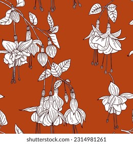 Vintage seamless pattern with fuchsia flowers