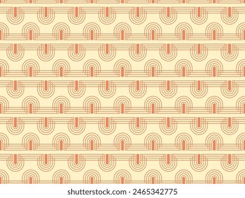 Vintage seamless pattern in geometric linear style. Beige retro pattern in boho style. Design for wallpaper, wrapping paper and banners. Vector illustration