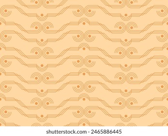 Vintage seamless pattern in geometric linear style. Beige retro pattern in boho style. Design for wallpaper, wrapping paper and banners. Vector illustration