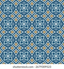 Vintage nahtloses Muster mit geometrischen Formen. Kunstformen werden in einer bestimmten Reihenfolge gruppiert und angeordnet. Vektorbild für Druck, Textilien, Verpackungen, Innenarchitektur und Ihre anderen Projekte.