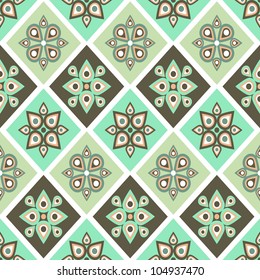 Vintage seamless pattern with geometrical ornate in pastel colors