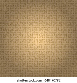 Vintage seamless pattern with gold gradient. Elegant golden invitation card with vector floral decor of gold ornament and beige background.