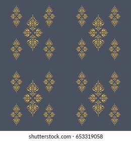 Vintage seamless pattern with gold gradient. Elegant golden invitation card with vector floral decor of gold ornament and gray background.