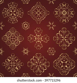 Vintage seamless pattern with gold lace floral decoration. Can be used for modern design for textures, textile    