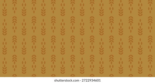 Padrão sem emenda vintage de orelhas e grãos de trigo dourado. Ilustração vetorial. Fundo infinito de orelhas de trigo em cores pastel silenciado para embalagem, produtos ecológicos, marca orgânica, temas de outono ou têxteis inspirados na fazenda. Talos de cevada ou trigo para a produção de cerveja ou uísque. EPS 10.
