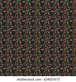 Vintage seamless pattern in green and blue colors. Seamless background. Elegant vector damask wallpaper.