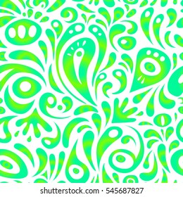 Vintage seamless pattern in green colors. Seamless background. Elegant vector damask wallpaper.