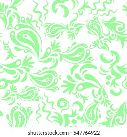 Vintage seamless pattern in green colors. Seamless background. Elegant vector damask wallpaper.