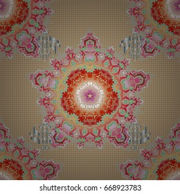 Vintage seamless pattern with green and red gradient. Elegant invitation card with vector decor of motley ornament.