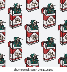 vintage seamless pattern of grim skull in cigarette packs