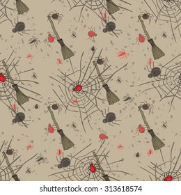 Vintage seamless pattern for Halloween party. Vector illustration.