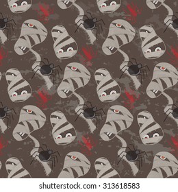 Vintage seamless pattern for Halloween party. Vector illustration.