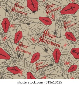 Vintage seamless pattern for Halloween party. Vector illustration.