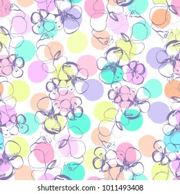 Vintage seamless pattern with hand drawn flowers.