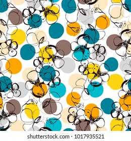 Vintage seamless pattern with hand drawn flowers.