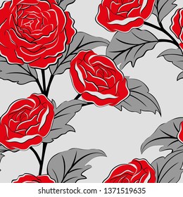 Vintage seamless pattern with hand drawn peonies