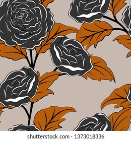 Vintage seamless pattern with hand drawn peonies