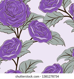 Vintage seamless pattern with hand drawn peonies