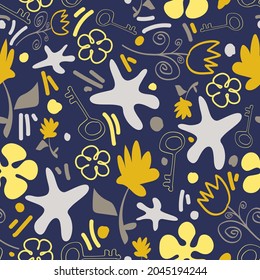  Vintage seamless pattern. Hand drawn overlapping background for your design.Textile, packaging, blog decoration, banner, poster, wrapping paper. vector. 