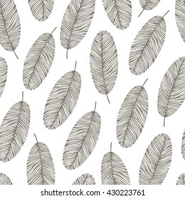 Vintage seamless pattern with hand drawn leaves