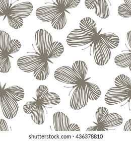 Vintage seamless pattern with hand drawn butterflies.