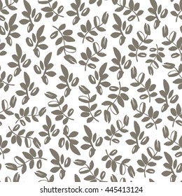 Vintage seamless pattern with hand drawn branches.