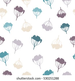 Vintage seamless pattern with hand drawn branches. Vector botanical illustrations.