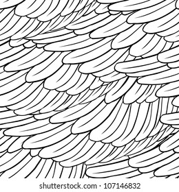 Vintage seamless pattern with hand-drawn feathers. Vector illustration.