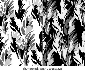 Vintage seamless pattern with hand-drawn feathers. Abstract colorful vector elegant pattern