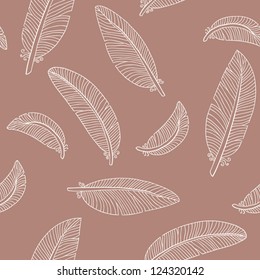 Vintage seamless pattern with hand-drawn feathers