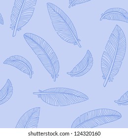 Vintage seamless pattern with hand-drawn feathers