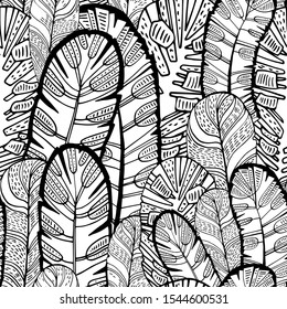Vintage seamless pattern with hand-drawn feathers. vector illustrate